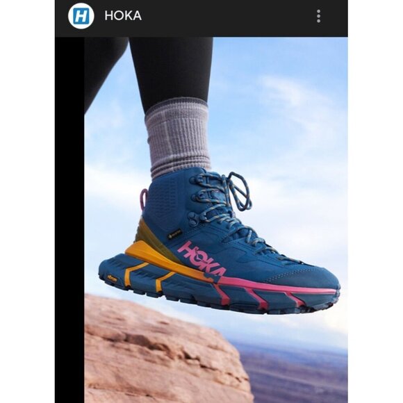 Hoka 14D Mens Tennine Hike GTX Blue Vibram Gortex Hi Lace Platform Sneakers NEW main image 10
